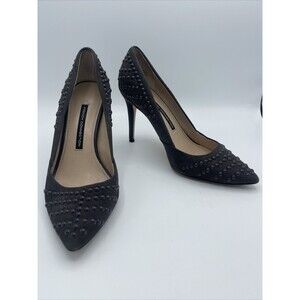 French Connection Elmyra Studded Suede Pumps In Gray Sz 8 1/2